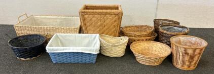 (11) Baskets In Various Colors And Sizes