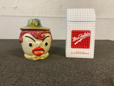 Vintage Ceramic Clown Cookie Jar And Vintage Mrs. Fields Ceramic Cookie Jar