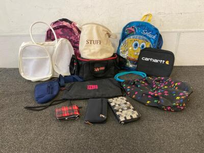 Bags, Backpacks, Luggage nah Box, And (3) Wallets