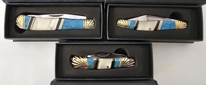 (3) Matching Silverhorse Stoneworks Pocket Knives *New*