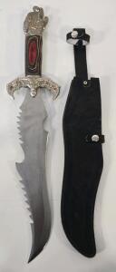 Medieval Style Long Knife W/ Leather Sheath- 23.5" Overall Length