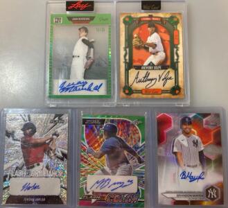 Collection Of Five Autographed Baseball Cards From Various Players And Card Brands