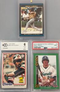 PSA Graded 2010 Mike Trout Baseball Card, 1978 TOPPS Eddie Murray Baseball Card, And Miguel Cabrera Florida Marlins Baseball Card