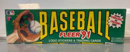 Box Set Of 1991 Fleer Baseball Trading Cards And Logo Stickers &ldquo;Unopened&rdquo;
