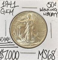 1941 MS68 RARE GEM WALKING LIBERTY &frac12; DOLLAR