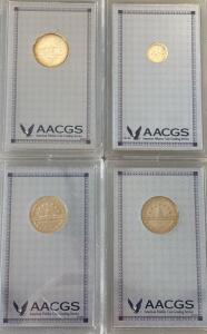 Graded Coins Including 1982-D Washington Half Dollar, 1964-P Roosevelt Dime, And Two 1989-S Bicentennial Congress Half Dollar Coin