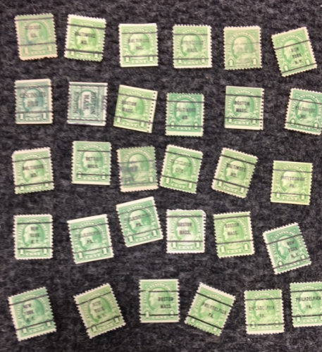 (30) Green Benjamin Franklin 1-Cent Stamps