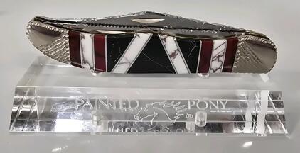 Painted Pony Pocket Knife On Magnetic Display Stand