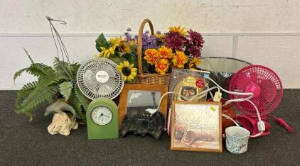 Wax Warmers, (2) Fans, Decorative Flowers, And More