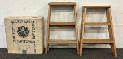 (2) Step Ladders And (1) BRAND NEW!!! Wok