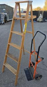 6FT Wood Ladder & Adjustable Metal Dolly