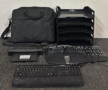 Dell Laptop Bag, Dell E-Port Plus, Dell Keyboard, Microsoft Keyboard, & Paper Organizer
