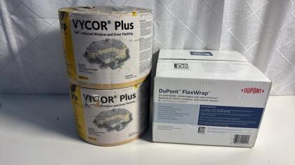 (2) Rolls Of VYCOR Plus Window & Door Flashing (1) Box Of DuPont FlexWrap Butyl Flashing