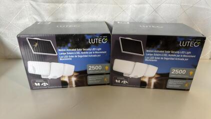 (2) Lutec 2500 Lumen Motion Activated Solar Security LED Light. It is solar-powered, so it requires no electrical wiring