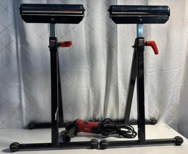 (2) Craftsman Adjustable Roller Stands (1) Bauer Grinder