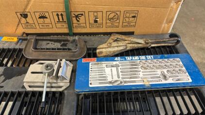 3 Clamps , Almost Complete 40pc Tap And Die Set Missing 5 Pieces