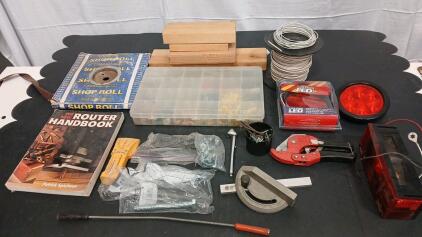 (1) Lightning Cable Tire Chains (1) 12 Gauge AWG Wire Roll (1) Box Of Assorted Butt Connectors & More