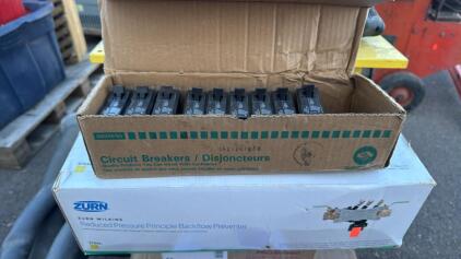 (9)Siemens 20amp Circuit Breakers (1) Zurn Backflow Preventor