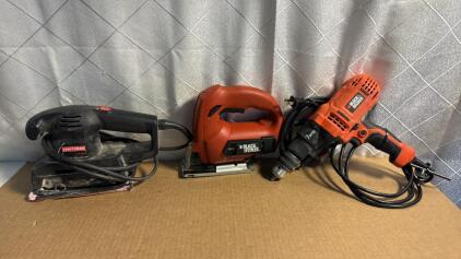 (1) Craftsman Sander (1) Black&Decker Jigsaw (1) Black&Decker 1/2&rdquo; Drill