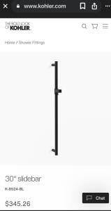 {{NEW IN BOX}} KOHLER 8524-BL Hand Shower Slide Bar