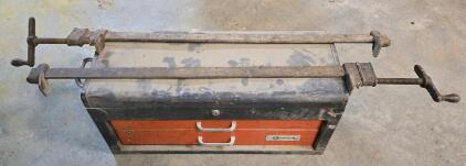 (Offsite) Vintage Toolbox - 26"L & [2] Vices - 34"L