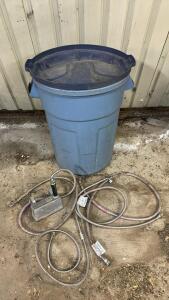 (OFFSITE) (1) 32 Gallon Rubbermaid Trash Can (1) Little Giant Automatic Waterer (4) 3/4&rdquo; Washing Machine Braided Hoses