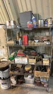 (OFFSITE) (1) 36&rdquo;L x65&rdquo;H x18&rdquo;W Metal Rack (12) Boxes Of Assorted Nuts, Bolts, And Cotter Pins & More