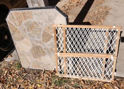 28"x 30"x 1" Piece of Flagstone & (1) 25"x 23"x 1" Wooden Baby Gate