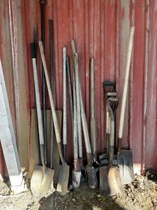 (4) Flat Head Shovels (2) Post Hole Shovel (1) Round Head Shovel & More