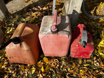 (2) 5 Gallon Gas Can (1) 2 1/2 Gallon Gas Can