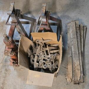 (Offsite) [2] 6 Ton Jack Stands, [2] Bottle Jacks, Sickle Mower Double Guards & Metal Stakes
