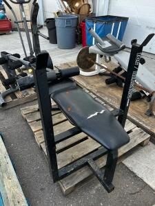 (1) Marcy Monster 501 Weight Bench (1) 45lb Bar (2) 44lb Plate