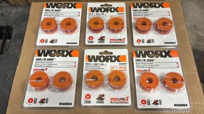 (6) New In Packages WORX 10&rsquo; Trimmer Line Replacement Spools 2 In Each Package