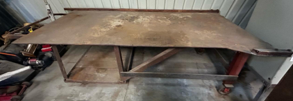 (1) 9&rsquo;L x44&rdquo;W x32&rdquo;H Steel Shop Table On Wheels
