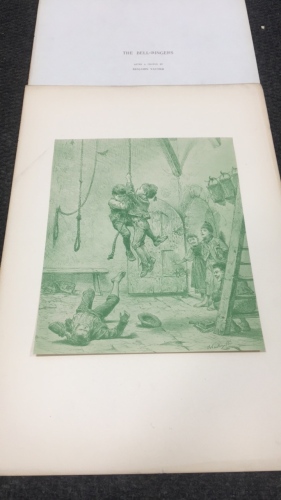 Antique After a Crayon Etching “The Bell-Ringers” By Benjamin Vautier 1883