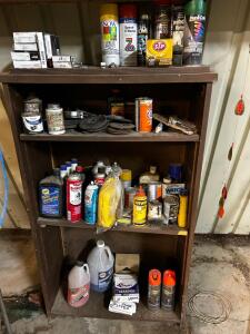 (OFFSITE) (1) 29&rdquo;L x49&rdquo;H x12&rdquo;W Wood Book Shelf (10) Assorted Spray Paint/ Marking Paint (10) Assorted Bearings & More