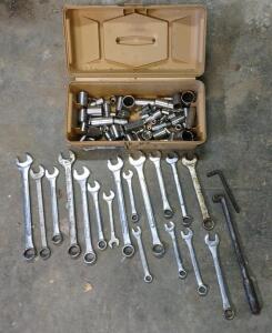 (17) Assorted Sized Wrenches & (25+) Heavy-Duty/Regular Socket Bits