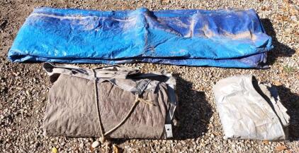 (3) Assorted Sized Tarps: Sizes Ranging from 28&frac12;'x 20' to 5'x 5'
