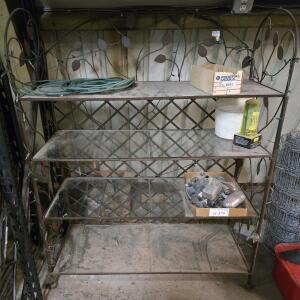 (Offsite) Large Metal Frame Glass Shelves Unit - 61"H x 48"W x 18"D