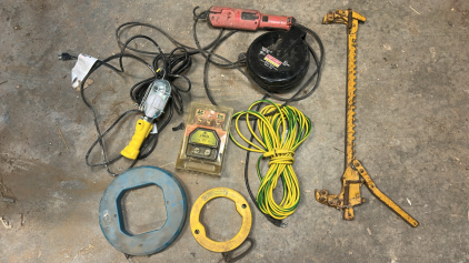 (OFFSITE) (1) American Farm Works 2-Mile AC-Powered Low Impedance Electric Fence Controller (1) 32&rdquo; Fence Stretcher (1) Craftsman Professional 30 ft. LED Work Light W/ a Retractable Cord Reel & More