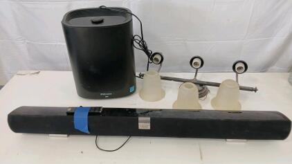 (1) 3M Filtrete Air Purifier (1) 3 Bulb Light Fixture (1) Vizio 40" Sound Bar