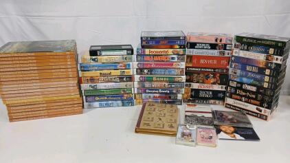 (21) Encyclopedia Of The Animal World (42) Vintage VHS Tapes Including Ben-Hur And Free Willy & More
