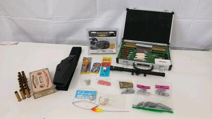 (1) Cabela's All-In-One Gun Cleaning Kit (1) Master Lock Handgun Trigger Lock (1) Mascot 4x15mm Rifles cope & More