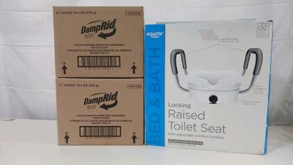 (2) DampRid Moisture Absorber 4-3pk (1) Equate Locking Raised Toilet Seat