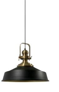 (1) bamyum Vintage Industrial Pendant Light for Living Room 16", Brass & Matte Black Finish