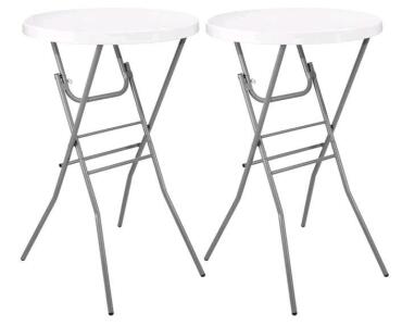 (1) 2-Pack Of 28" Folding Round High Top Tables, White