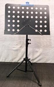 (1) Metal Music Stand W/ Carrying Bag, Metal Tripod Stand, Music Clip Holder, Black