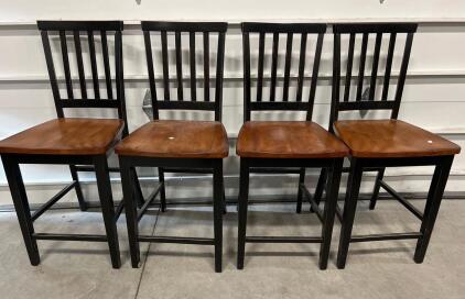 (4) wooden Dining Chairs 42&rdquo;H X 18&rdquo;W Approximately (1of4)