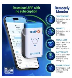 (1) 2-Pack Of Safesense TEMPIQ Remote WiFi Temperature & Humidity Sensors - App Integration, Alerts, Helps Monitor 2nd Home, AirBnb, RV, Pets,Freezer,Server Room