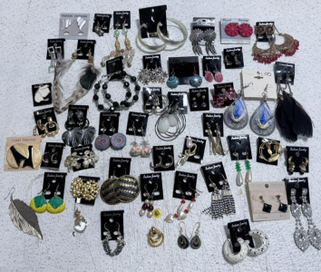 Large Lot Of Assorted Earrings- Costume Jewelry